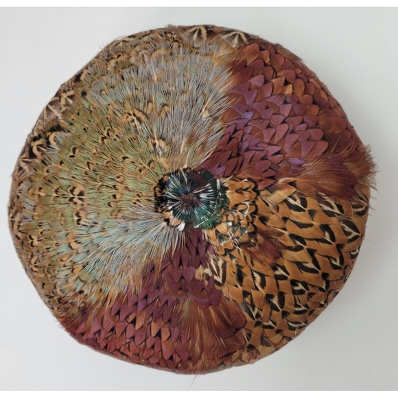 Vintage Mid Century Feather Pillbox Hat - Picture 4 of 6